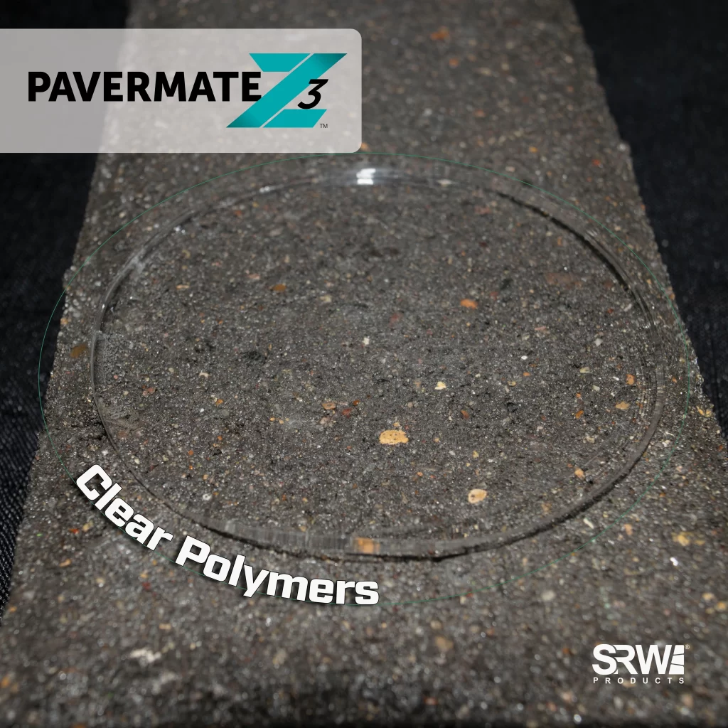 Image of clear polymers on paver stone. Pavermate Z3 SRW Products